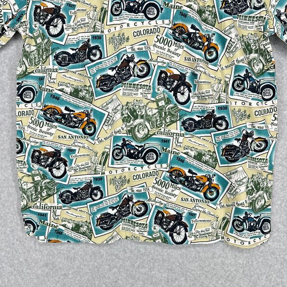 Dem Crazy Shirt Mens L Blue Motorcycles Road Trip All Over Print Travel Novelty - Picture 8 of 15